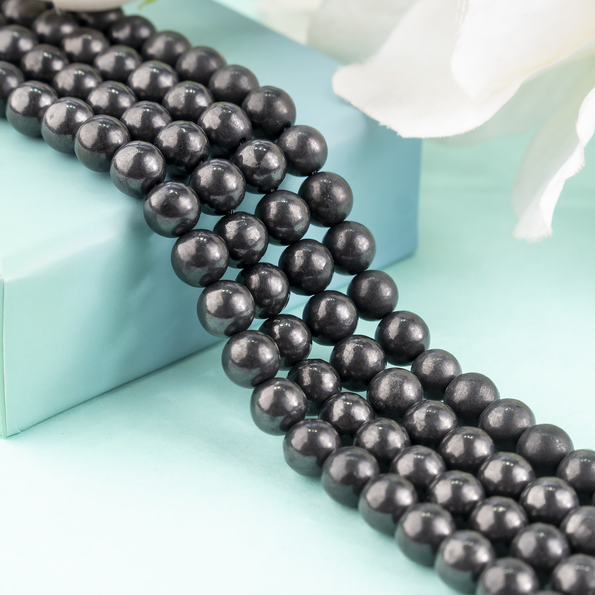 Black Shungite Beads, Natural Round Crystal Beads 6mm to 10mm