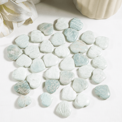Amazonite Heart Crystal, Puffy Mini 1 Inch Pocket Crystal Heart  DestGlow