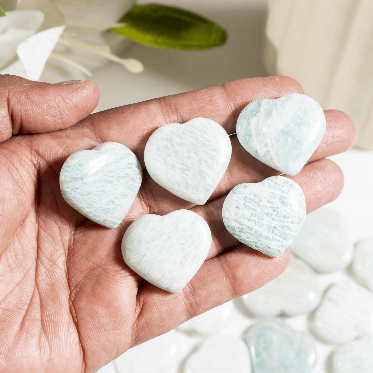 Amazonite Heart Crystal, Puffy Mini 1 Inch Pocket Crystal Heart  DestGlow