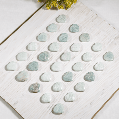 Amazonite Heart Crystal, Puffy Mini 1 Inch Pocket Crystal Heart  DestGlow