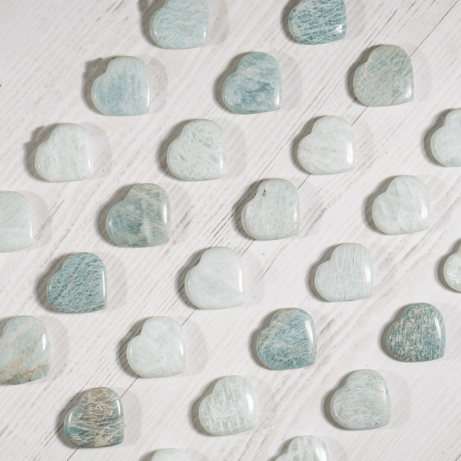 Amazonite Heart Crystal, Puffy Mini 1 Inch Pocket Crystal Heart  DestGlow