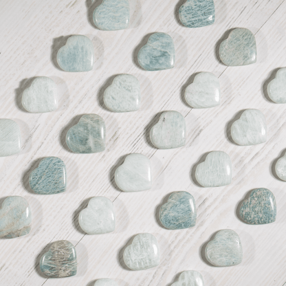Amazonite Heart Crystal, Puffy Mini 1 Inch Pocket Crystal Heart  DestGlow