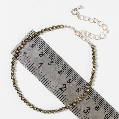 Pyrite Anklet 3mm – Natural Gemstone Jewelry for Protection, Balance &amp; Positive Energy  DestGlow