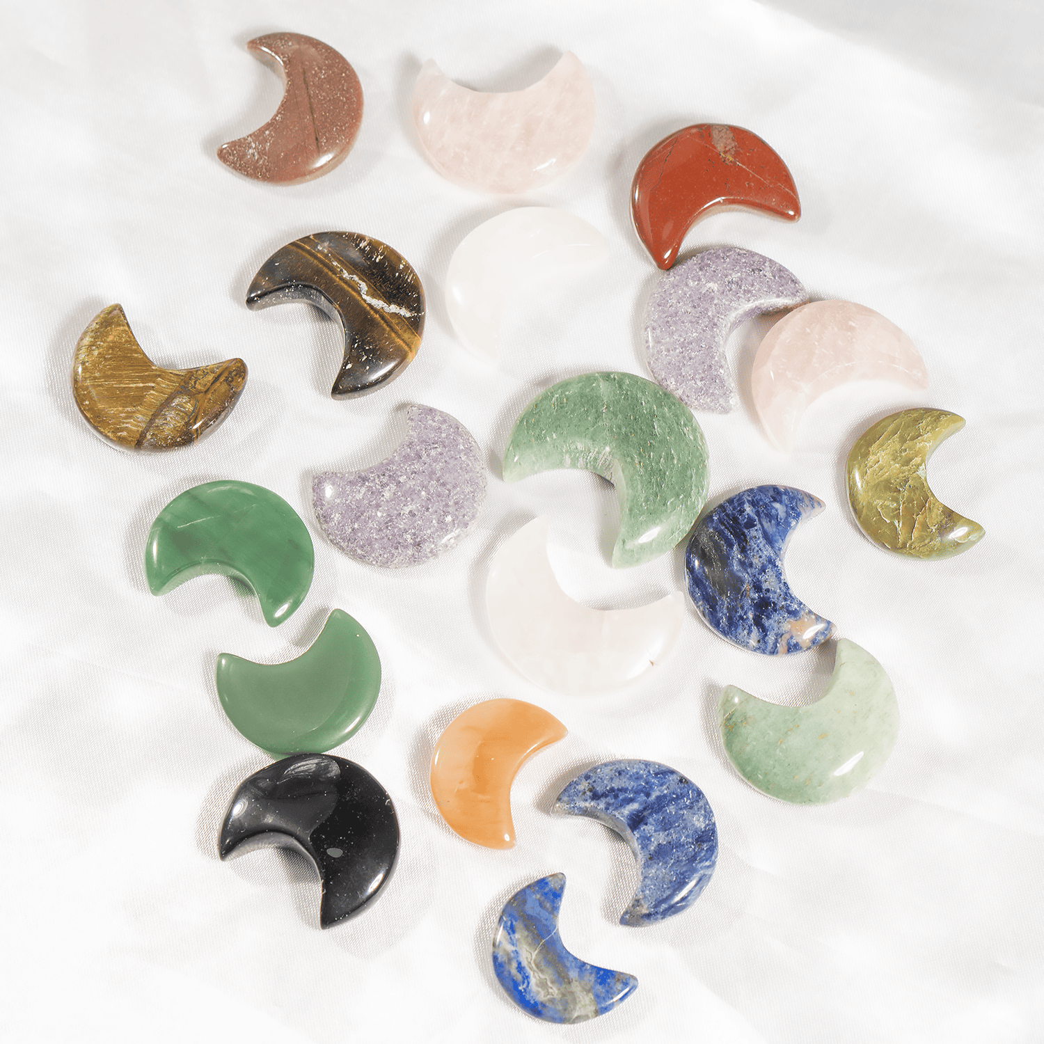 Polished  Crystal Moons, Hand Carved Crescent Moon Shaped  DestGlow