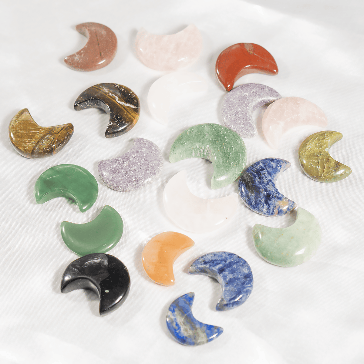 Polished  Crystal Moons, Hand Carved Crescent Moon Shaped  DestGlow