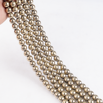 Golden Hematite Beads, Natural Round Crystal Beads 6mm to 10mm