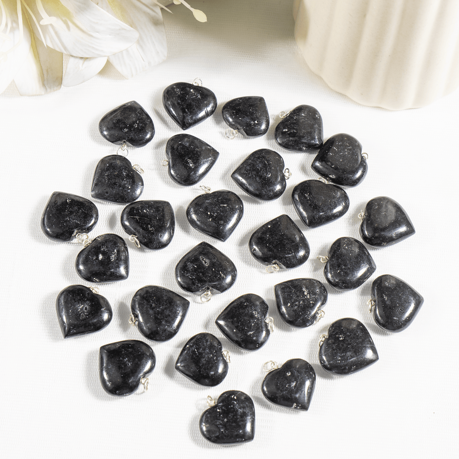 Real Black Tourmaline Crystal Heart Pendant, Genuine Heart Shaped Necklaces  DestGlow