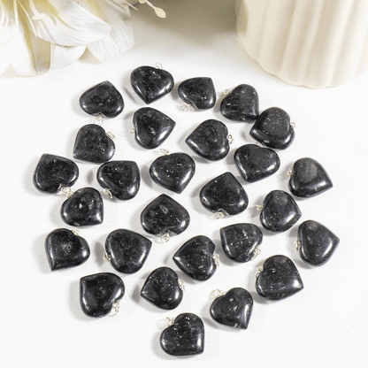 Real Black Tourmaline Crystal Heart Pendant, Genuine Heart Shaped Necklaces  DestGlow