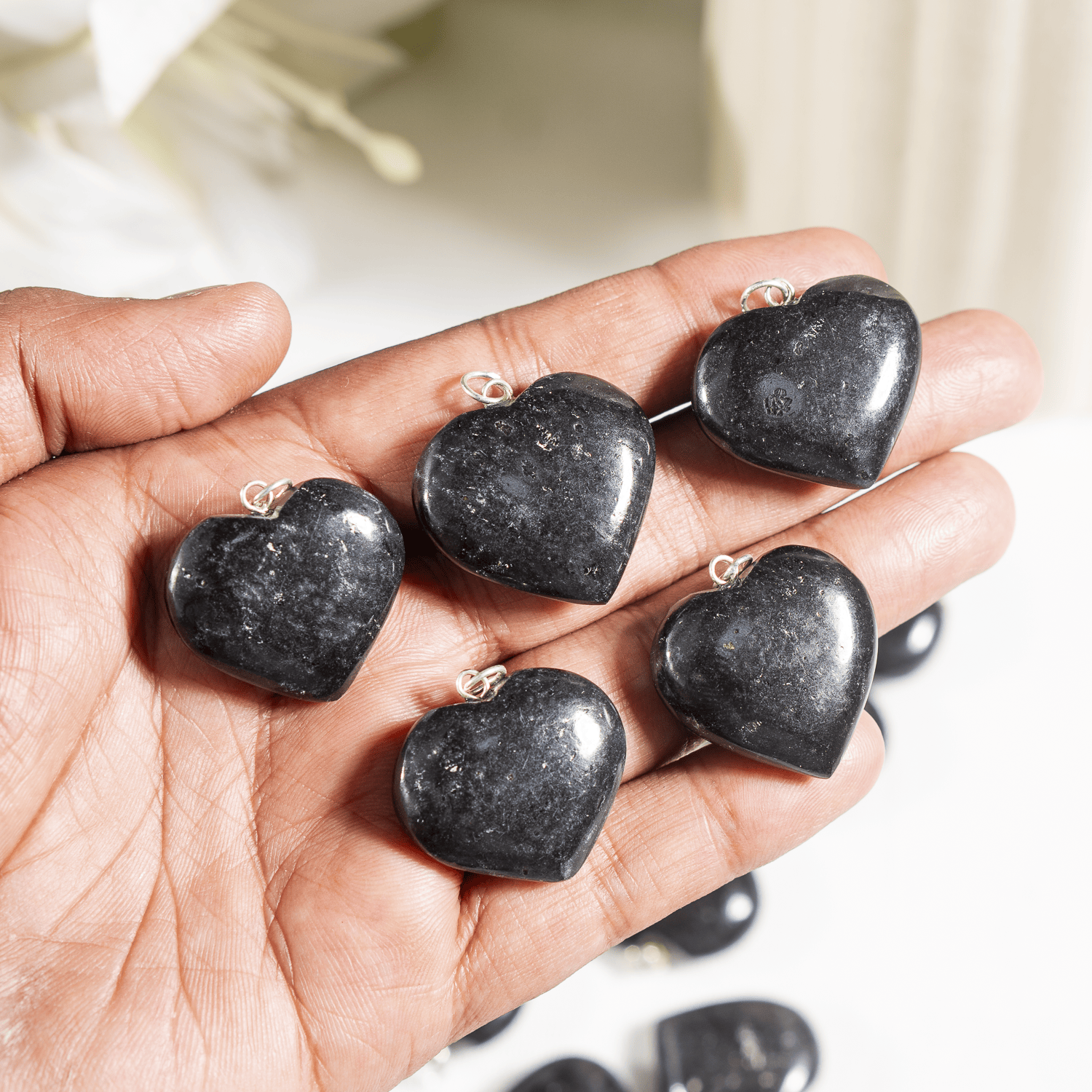 Real Black Tourmaline Crystal Heart Pendant, Genuine Heart Shaped Necklaces  DestGlow