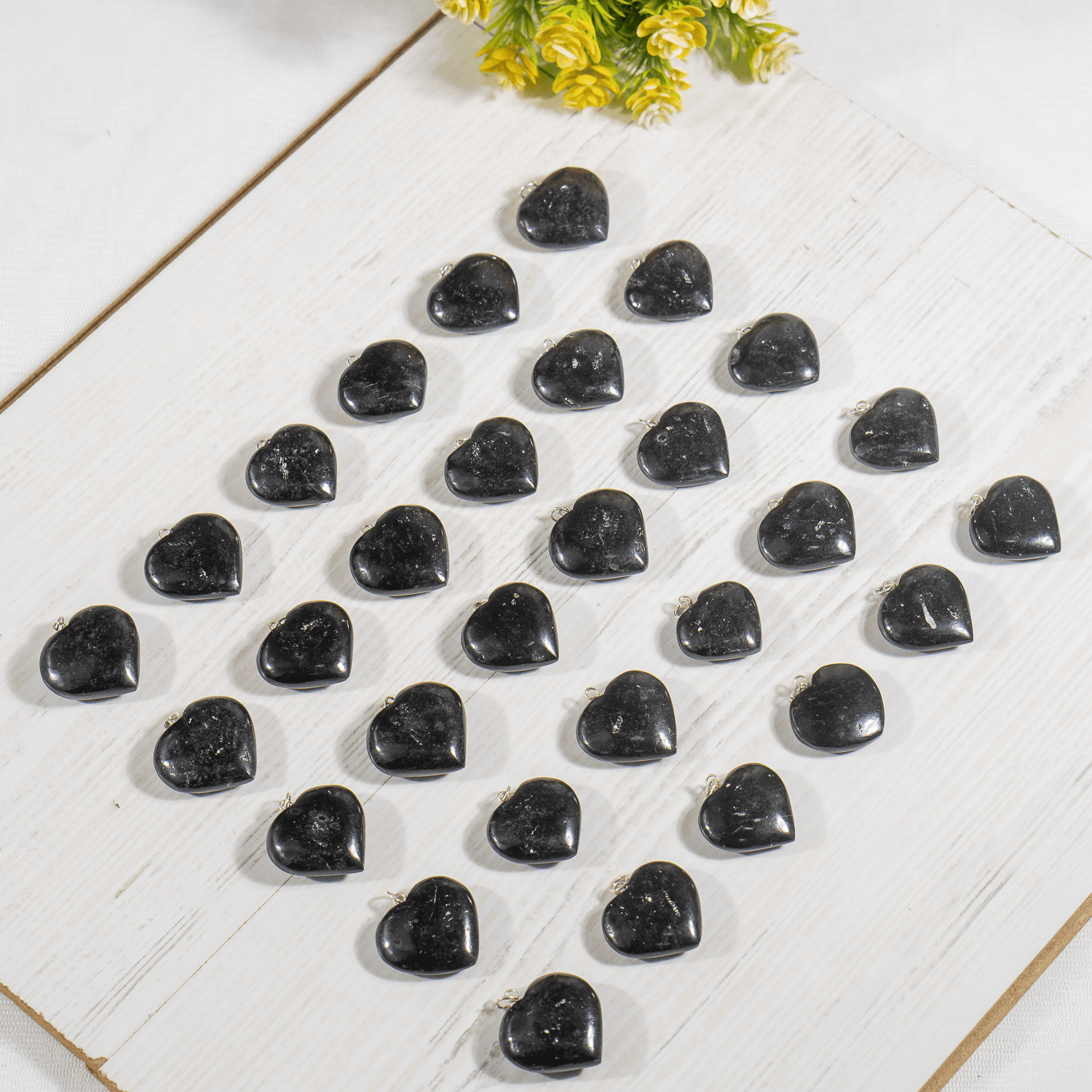 Real Black Tourmaline Crystal Heart Pendant, Genuine Heart Shaped Necklaces  DestGlow