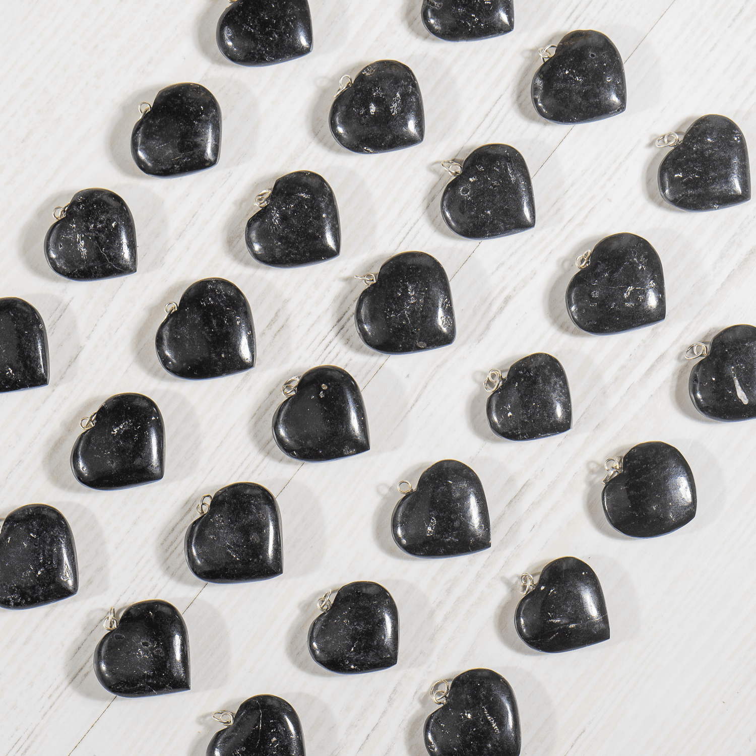 Real Black Tourmaline Crystal Heart Pendant, Genuine Heart Shaped Necklaces  DestGlow