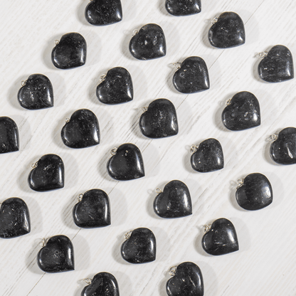 Real Black Tourmaline Crystal Heart Pendant, Genuine Heart Shaped Necklaces  DestGlow