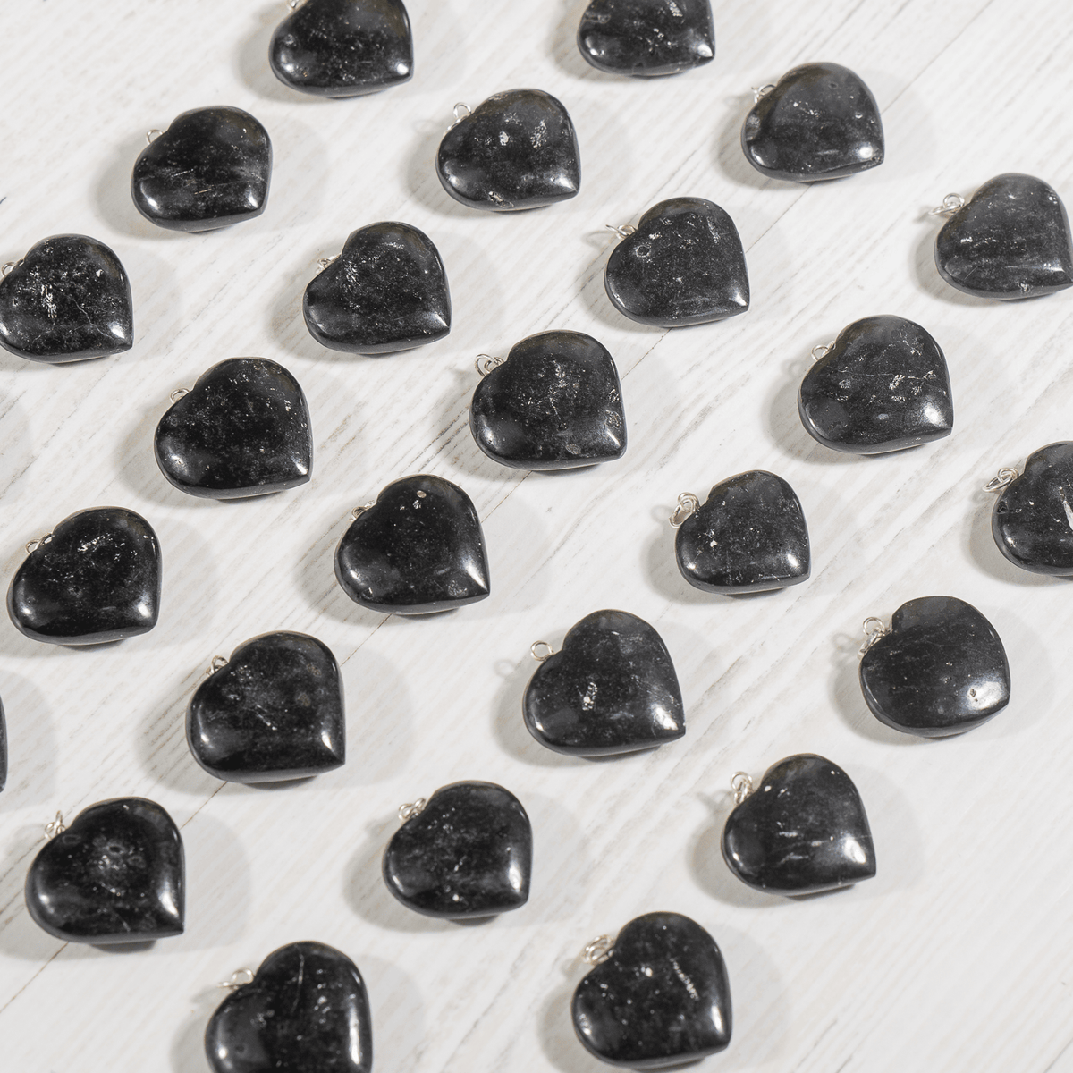 Real Black Tourmaline Crystal Heart Pendant, Genuine Heart Shaped Necklaces  DestGlow