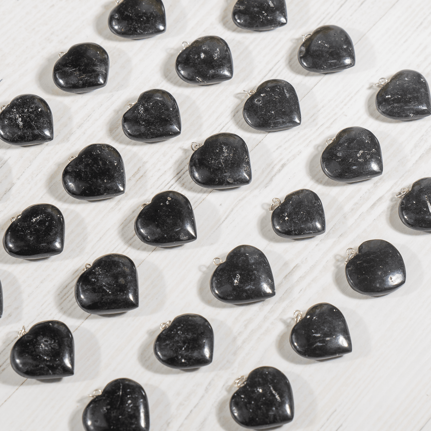 Real Black Tourmaline Crystal Heart Pendant, Genuine Heart Shaped Necklaces  DestGlow
