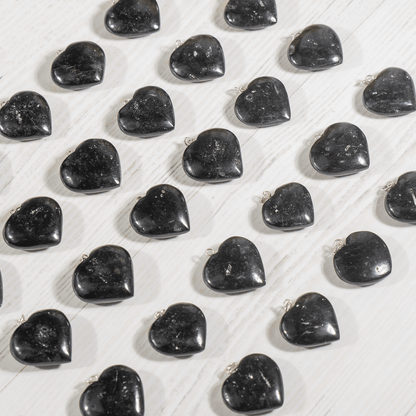 Real Black Tourmaline Crystal Heart Pendant, Genuine Heart Shaped Necklaces  DestGlow