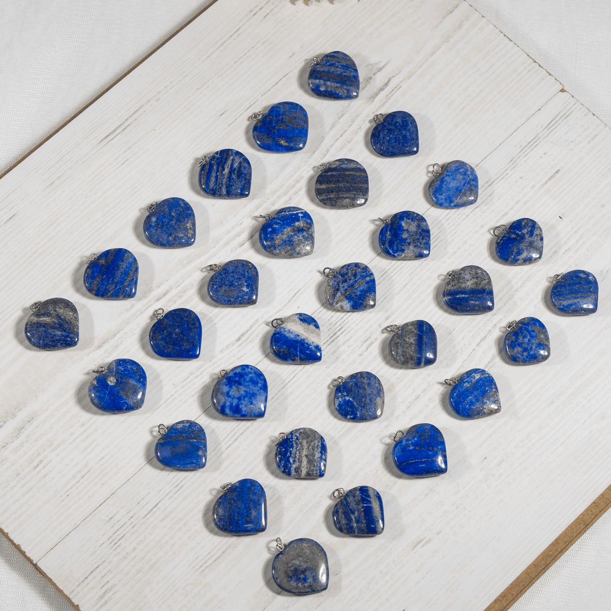 Real Lapis Lazuli Crystal Heart Pendant, Genuine Heart Shaped Necklaces.  DestGlow
