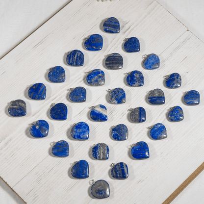 Real Lapis Lazuli Crystal Heart Pendant, Genuine Heart Shaped Necklaces.  DestGlow