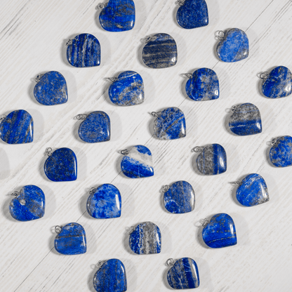Real Lapis Lazuli Crystal Heart Pendant, Genuine Heart Shaped Necklaces.  DestGlow