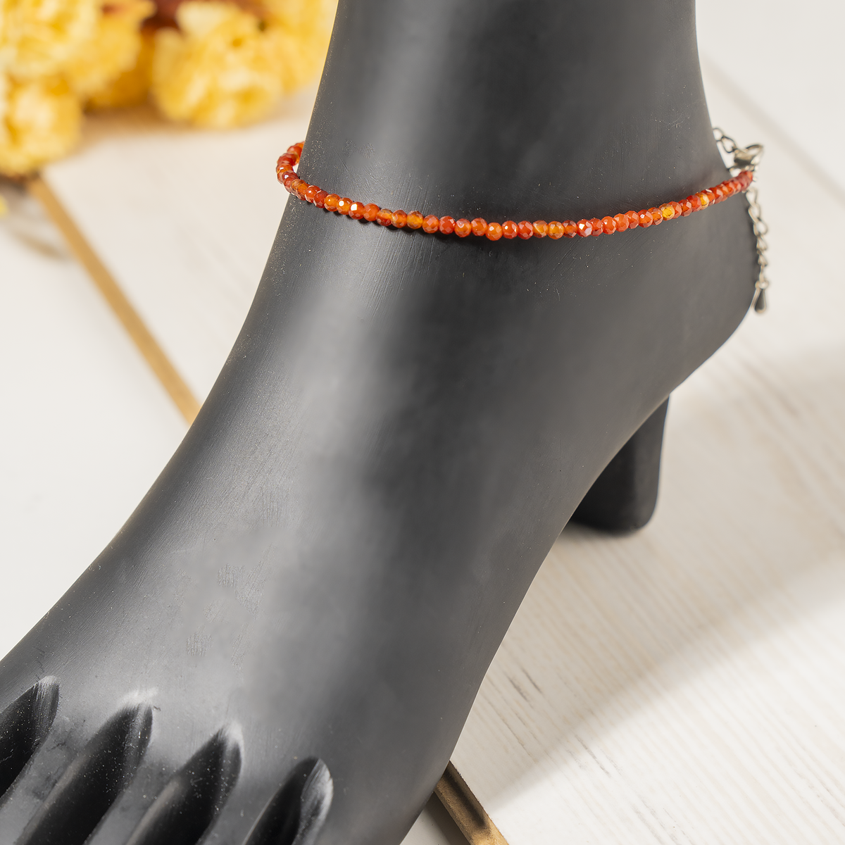Red Carnelian Crystal anklet for Healing, Protection &amp; Grounding – Natural