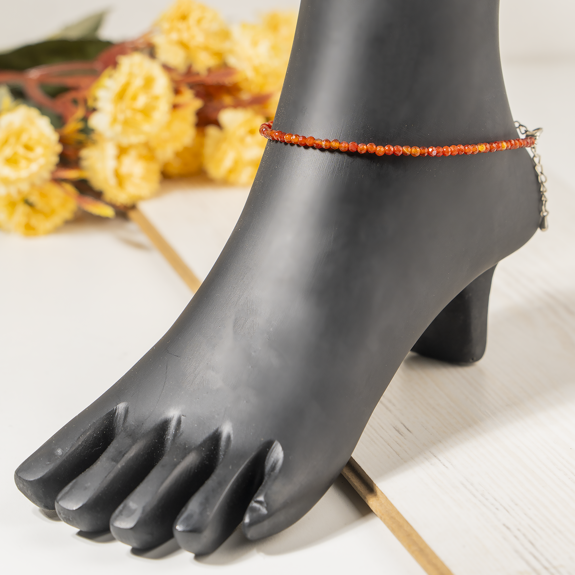 Red Carnelian Crystal anklet for Healing, Protection &amp; Grounding – Natural