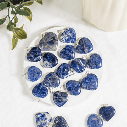Real Sodalite Crystal Heart Pendant, Genuine Heart Shaped Necklaces  DestGlow