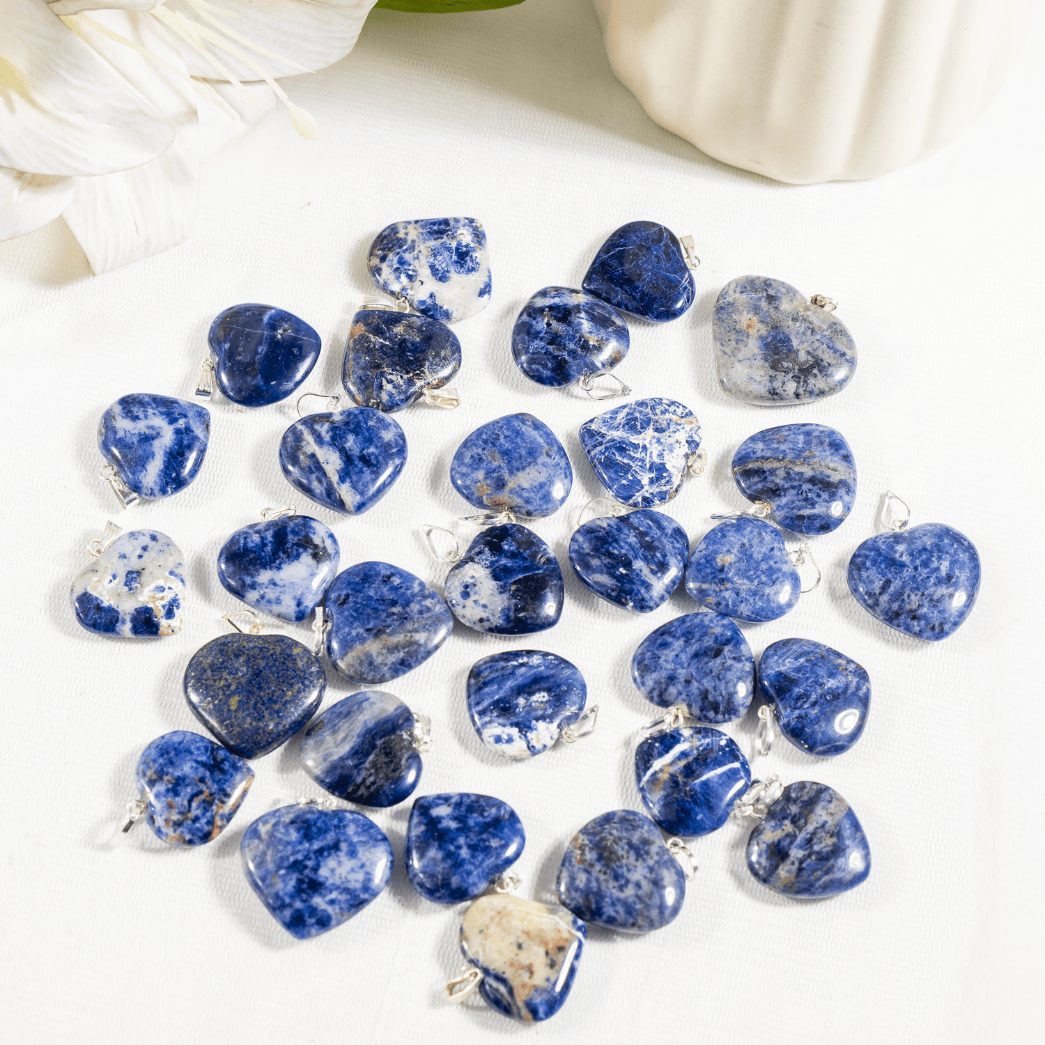 Real Sodalite Crystal Heart Pendant, Genuine Heart Shaped Necklaces  DestGlow