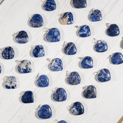 Real Sodalite Crystal Heart Pendant, Genuine Heart Shaped Necklaces  DestGlow