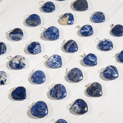 Real Sodalite Crystal Heart Pendant, Genuine Heart Shaped Necklaces  DestGlow