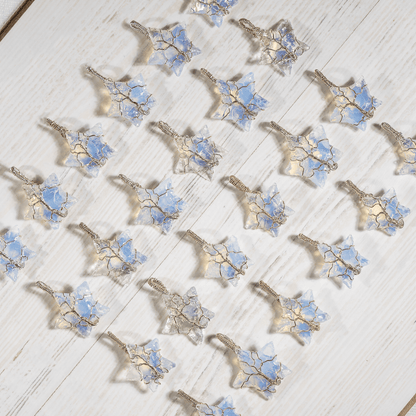 Opal Star Wire Wrapped Pendants, Silver Necklace with Chain  DestGlow