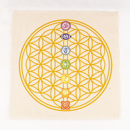 12-Inch Crystal Grid Cloth 7 chakra – Sacred Geometry Altar Mat for Meditation &amp; Reiki  DestGlow