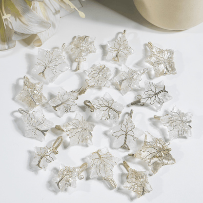 Crystal Quartz Star Wire Wrapped Pendants, Silver Necklace with Chain  DestGlow