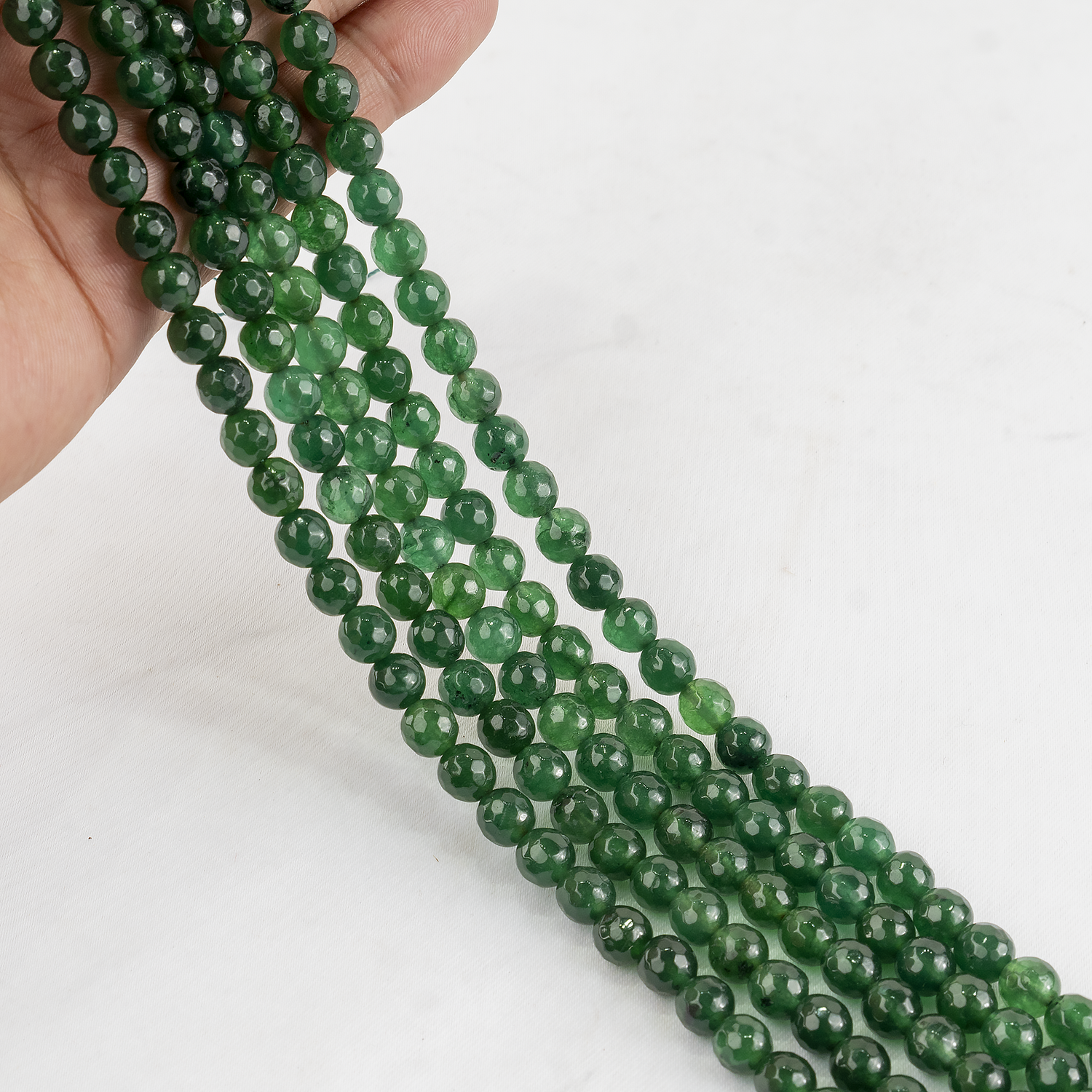 Green Jade Faceted Beads, Crystal Beads for Jewelry