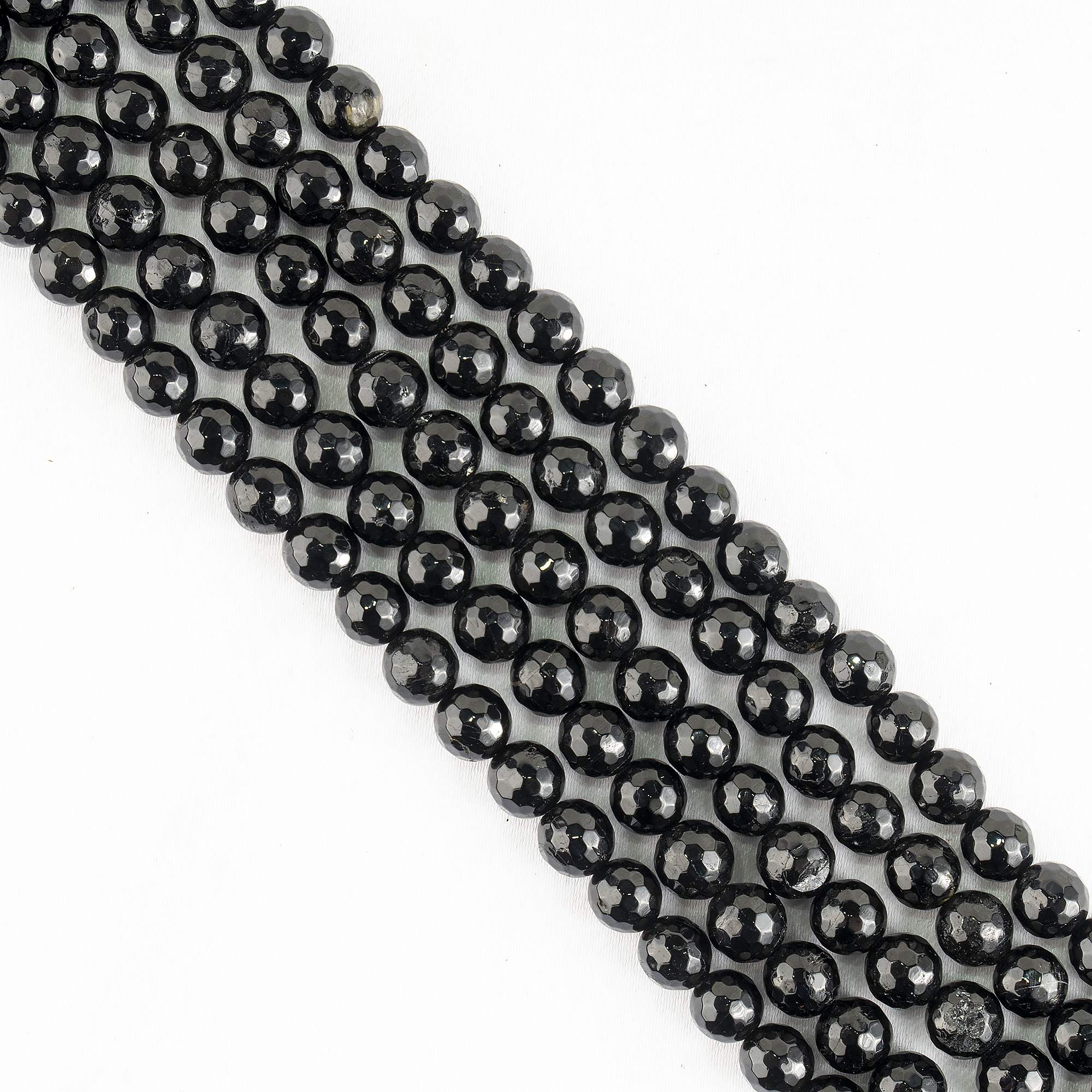 Black Tourmaline Faceted Beads, Crystal Beads for Jewelry.