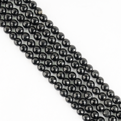Black Tourmaline Faceted Beads, Crystal Beads for Jewelry.
