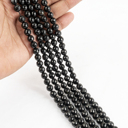 Black Tourmaline Faceted Beads, Crystal Beads for Jewelry.  DestGlow