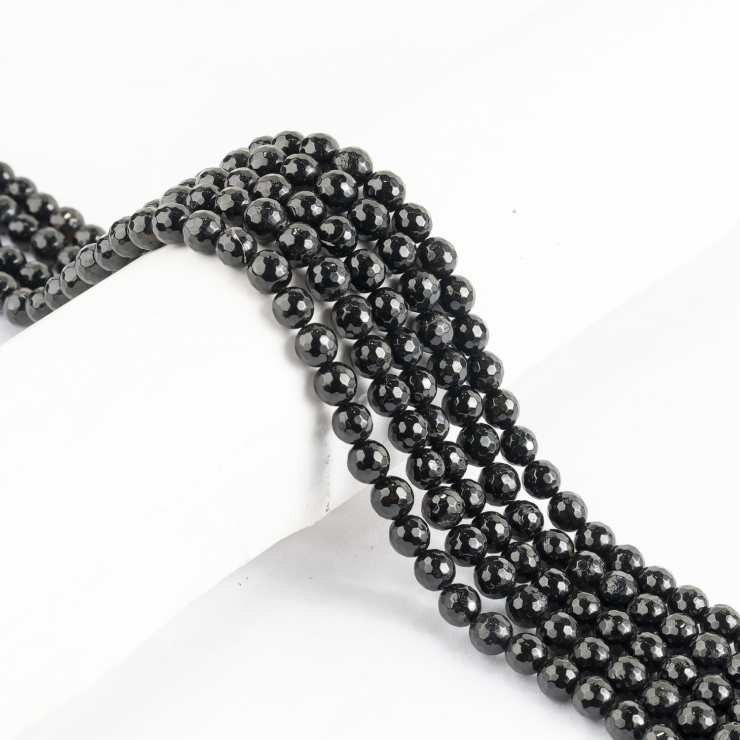 Black Tourmaline Faceted Beads, Crystal Beads for Jewelry.