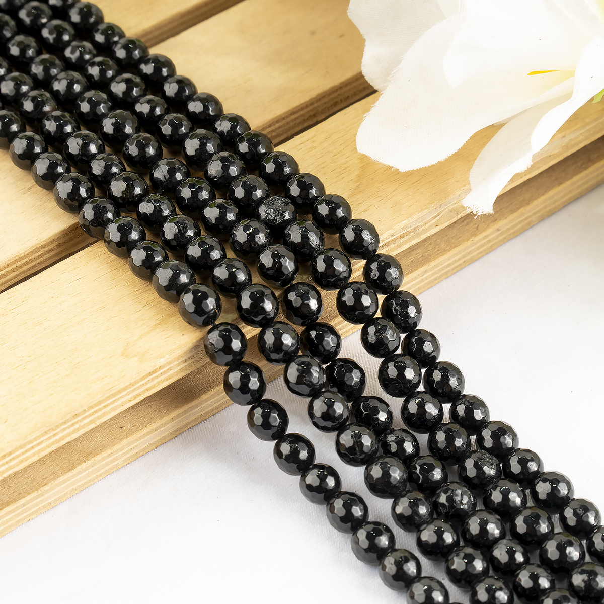 Black Tourmaline Faceted Beads, Crystal Beads for Jewelry.