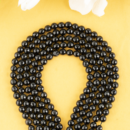 Black Tourmaline Faceted Beads, Crystal Beads for Jewelry.