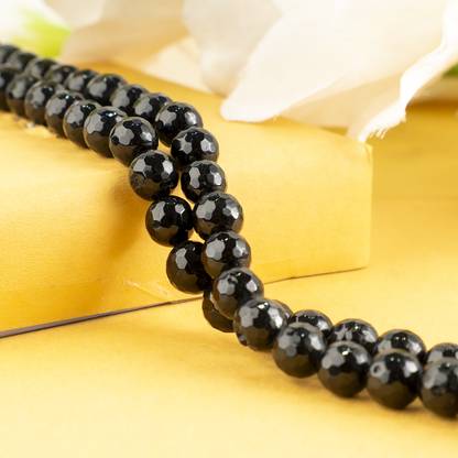 Black Tourmaline Faceted Beads, Crystal Beads for Jewelry.  DestGlow