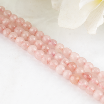 Rose Quartz Faceted Beads, Crystal Beads for Jewelry.