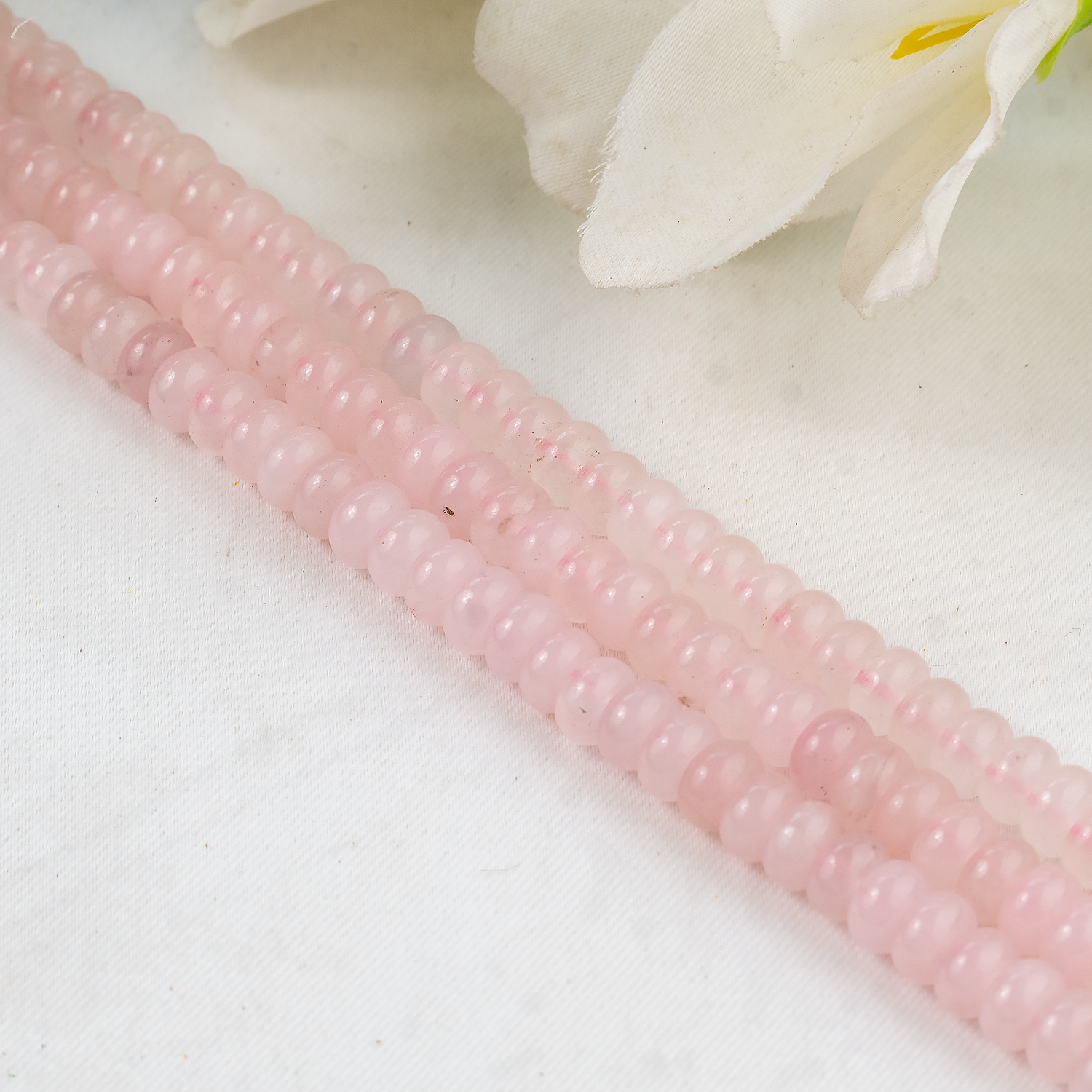 Rondelle Beads | Rose Quartz | Crystal Beads for Jewelry  DestGlow
