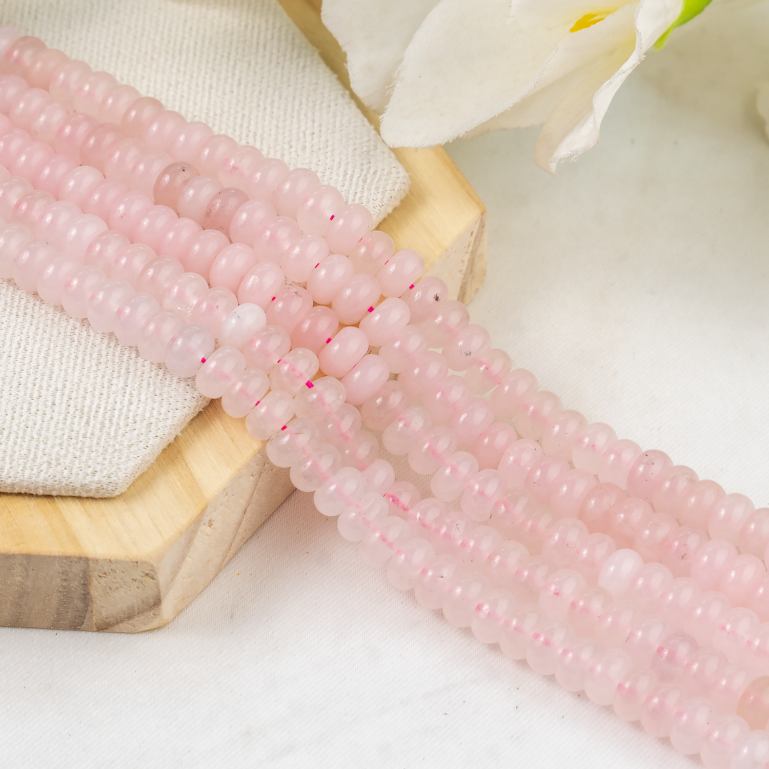 Rondelle Beads | Rose Quartz | Crystal Beads for Jewelry  DestGlow