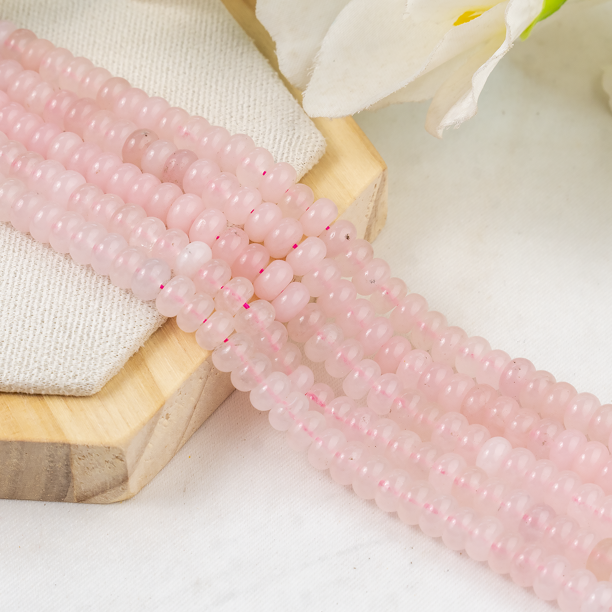 Rondelle Beads | Rose Quartz | Crystal Beads for Jewelry  DestGlow