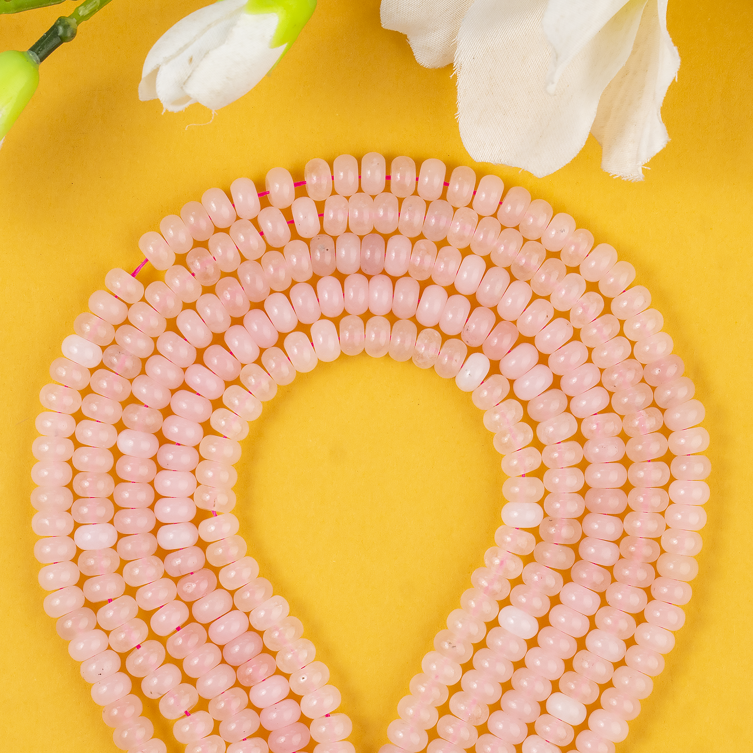 Rondelle Beads | Rose Quartz | Crystal Beads for Jewelry  DestGlow