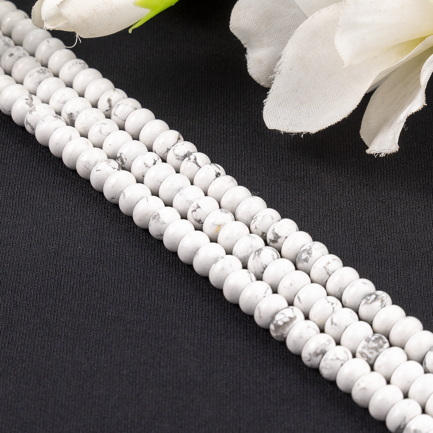 Howlite Rondelle Beads, Crystal Beads for Jewelry.
