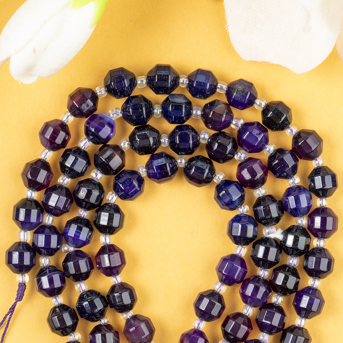 Purple Onyx Faceted Prism Cut Beads For Jewelry Making