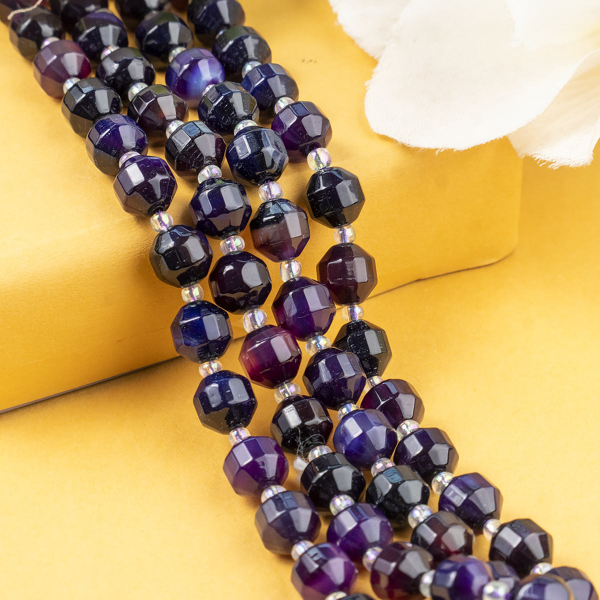 Purple Onyx Faceted Prism Cut Beads For Jewelry Making