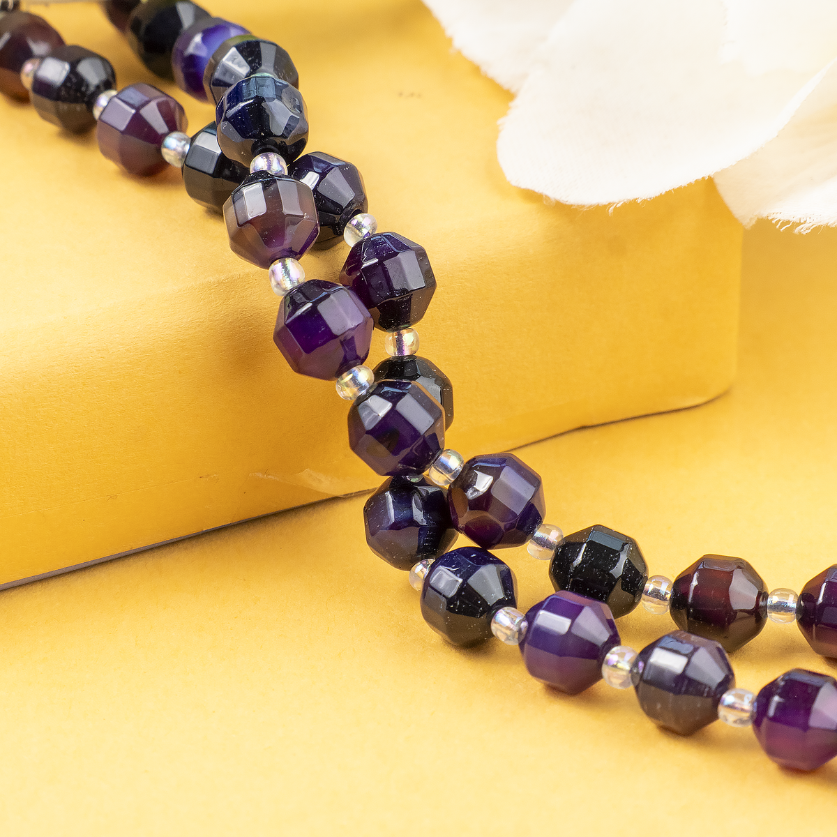 Purple Onyx Faceted Prism Cut Beads For Jewelry Making