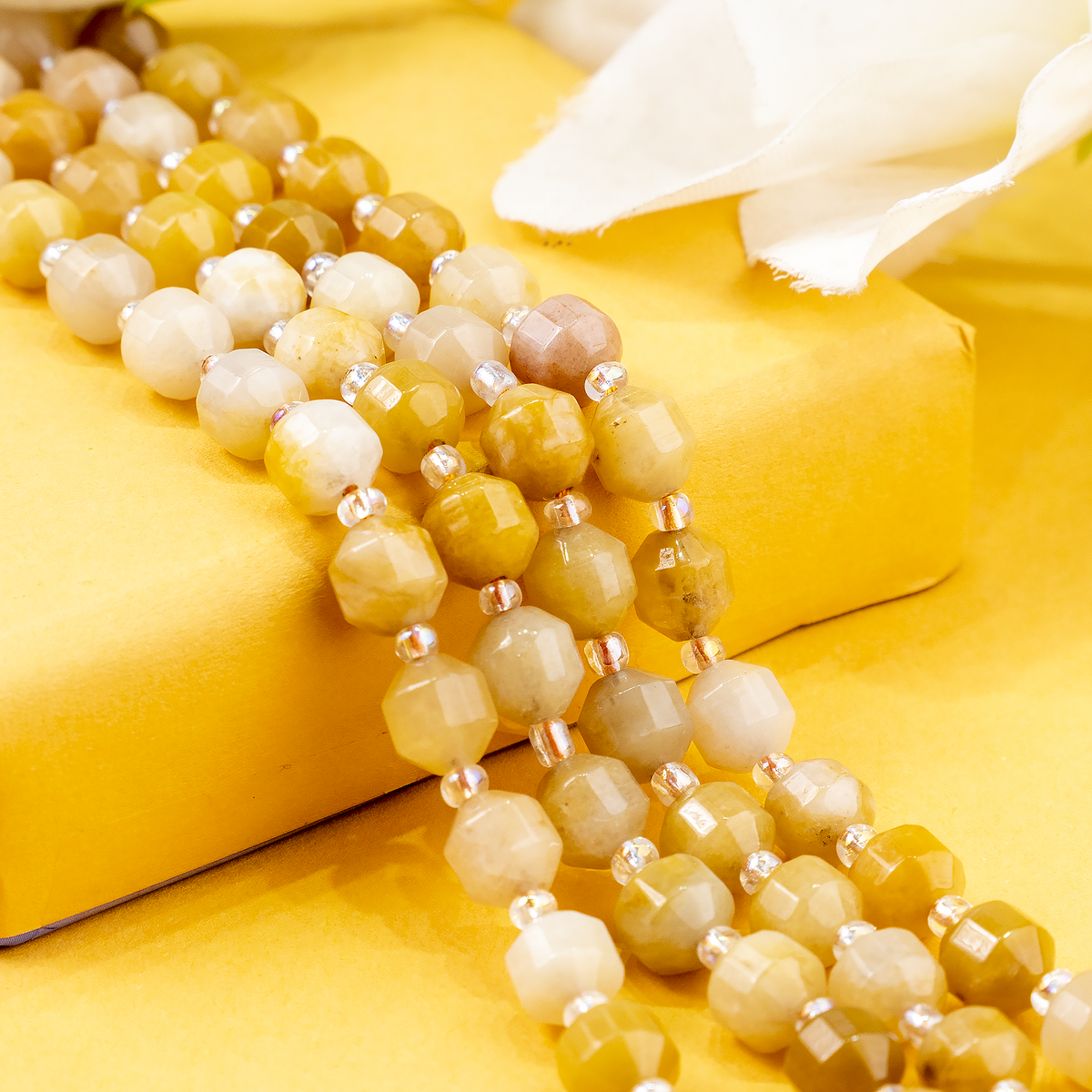 Yellow Aventuirne  Faceted Prism Cut Beads For Jewelry Making