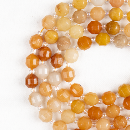 Red Aventurine Faceted Prism Cut Beads For Jewelry Making